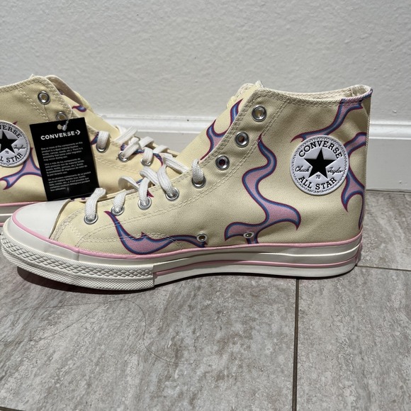 Converse Golf Chuck 70 Flames Shoes Mens Size 11 Yellow High Top Canvas Sneakers - Picture 9 of 12